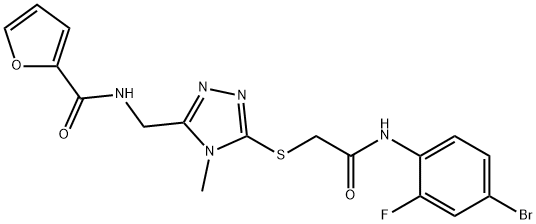 N-[(5-{[2-(4-bromo-2-fluoroanilino)-2-oxoethyl]sulfanyl}-4-methyl-4H-1,2,4-triazol-3-yl)methyl]-2-furamide Struktur