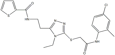 N-[2-(5-{[2-(4-chloro-2-methylanilino)-2-oxoethyl]sulfanyl}-4-ethyl-4H-1,2,4-triazol-3-yl)ethyl]-2-thiophenecarboxamide Struktur