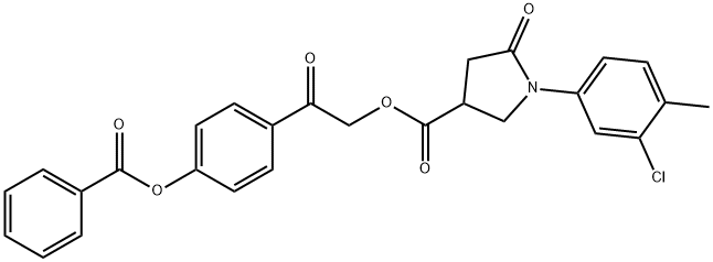 2-[4-(benzoyloxy)phenyl]-2-oxoethyl 1-(3-chloro-4-methylphenyl)-5-oxo-3-pyrrolidinecarboxylate Struktur