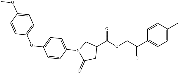 2-(4-methylphenyl)-2-oxoethyl 1-[4-(4-methoxyphenoxy)phenyl]-5-oxo-3-pyrrolidinecarboxylate Struktur