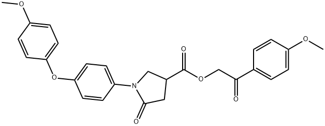 2-(4-methoxyphenyl)-2-oxoethyl 1-[4-(4-methoxyphenoxy)phenyl]-5-oxo-3-pyrrolidinecarboxylate Struktur