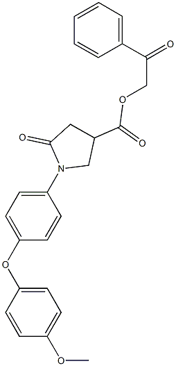 2-oxo-2-phenylethyl 1-[4-(4-methoxyphenoxy)phenyl]-5-oxo-3-pyrrolidinecarboxylate Struktur