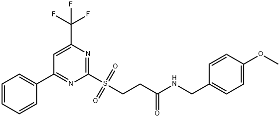 N-(4-methoxybenzyl)-3-{[4-phenyl-6-(trifluoromethyl)-2-pyrimidinyl]sulfonyl}propanamide Struktur