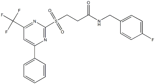 N-(4-fluorobenzyl)-3-{[4-phenyl-6-(trifluoromethyl)-2-pyrimidinyl]sulfonyl}propanamide Struktur