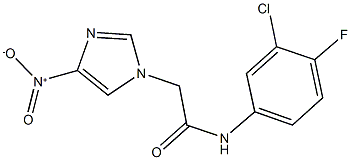 N-(3-chloro-4-fluorophenyl)-2-{4-nitro-1H-imidazol-1-yl}acetamide Struktur