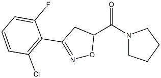 3-(2-chloro-6-fluorophenyl)-5-(1-pyrrolidinylcarbonyl)-4,5-dihydroisoxazole Struktur