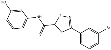 3-(3-bromophenyl)-N-(3-hydroxyphenyl)-4,5-dihydro-5-isoxazolecarboxamide Struktur