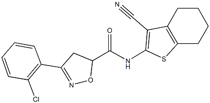 3-(2-chlorophenyl)-N-(3-cyano-4,5,6,7-tetrahydro-1-benzothien-2-yl)-4,5-dihydro-5-isoxazolecarboxamide Struktur