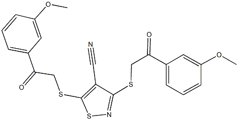 3,5-bis{[2-(3-methoxyphenyl)-2-oxoethyl]sulfanyl}-4-isothiazolecarbonitrile Struktur