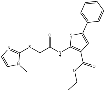 ethyl 2-({[(1-methyl-1H-imidazol-2-yl)sulfanyl]acetyl}amino)-5-phenyl-3-thiophenecarboxylate Struktur