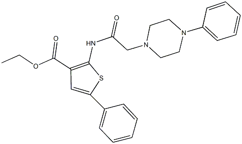 ethyl 5-phenyl-2-{[(4-phenyl-1-piperazinyl)acetyl]amino}-3-thiophenecarboxylate Struktur