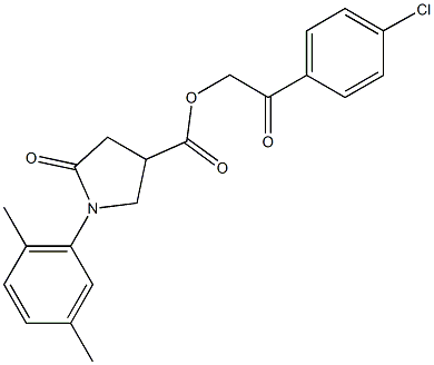 2-(4-chlorophenyl)-2-oxoethyl 1-(2,5-dimethylphenyl)-5-oxo-3-pyrrolidinecarboxylate Struktur