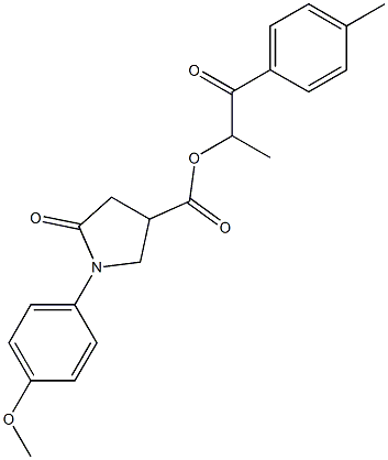 1-methyl-2-(4-methylphenyl)-2-oxoethyl 1-(4-methoxyphenyl)-5-oxo-3-pyrrolidinecarboxylate Struktur