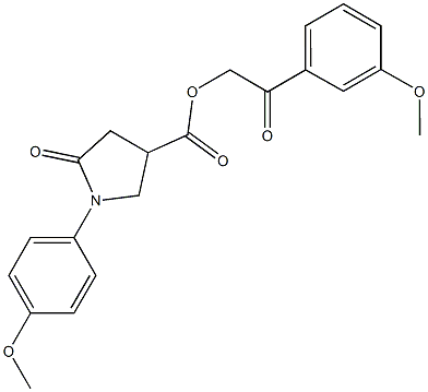 2-(3-methoxyphenyl)-2-oxoethyl 1-(4-methoxyphenyl)-5-oxo-3-pyrrolidinecarboxylate Struktur