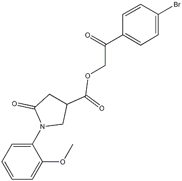 2-(4-bromophenyl)-2-oxoethyl 1-(2-methoxyphenyl)-5-oxo-3-pyrrolidinecarboxylate Struktur