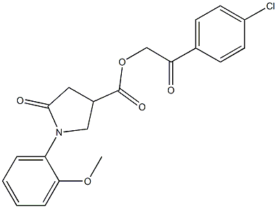 2-(4-chlorophenyl)-2-oxoethyl 1-(2-methoxyphenyl)-5-oxo-3-pyrrolidinecarboxylate Struktur