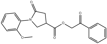 2-oxo-2-phenylethyl 1-(2-methoxyphenyl)-5-oxo-3-pyrrolidinecarboxylate Struktur