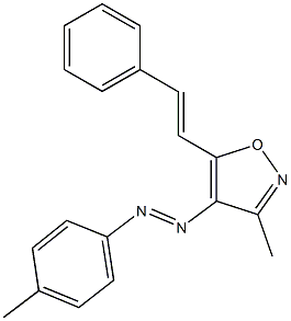 3-methyl-4-[(4-methylphenyl)diazenyl]-5-(2-phenylvinyl)isoxazole Struktur