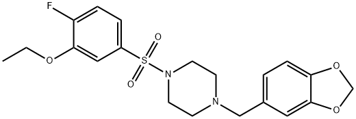 5-{[4-(1,3-benzodioxol-5-ylmethyl)-1-piperazinyl]sulfonyl}-2-fluorophenyl ethyl ether Struktur