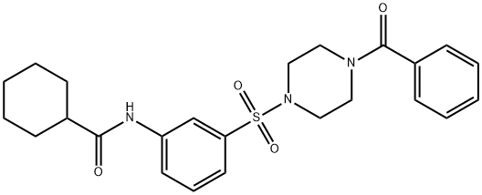 N-{3-[(4-benzoyl-1-piperazinyl)sulfonyl]phenyl}cyclohexanecarboxamide Struktur