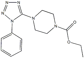 ethyl 4-(1-phenyl-1H-tetraazol-5-yl)-1-piperazinecarboxylate Struktur