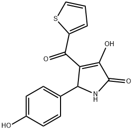 3-hydroxy-5-(4-hydroxyphenyl)-4-(2-thienylcarbonyl)-1,5-dihydro-2H-pyrrol-2-one Struktur