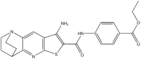 ethyl 4-({[5-amino-7-thia-1,9-diazatetracyclo[9.2.2.0~2,10~.0~4,8~]pentadeca-2(10),3,5,8-tetraen-6-yl]carbonyl}amino)benzoate Struktur