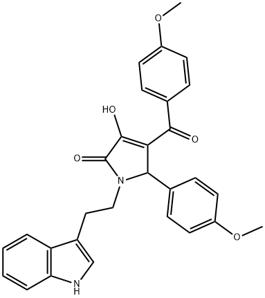 3-hydroxy-1-[2-(1H-indol-3-yl)ethyl]-4-(4-methoxybenzoyl)-5-(4-methoxyphenyl)-1,5-dihydro-2H-pyrrol-2-one Struktur