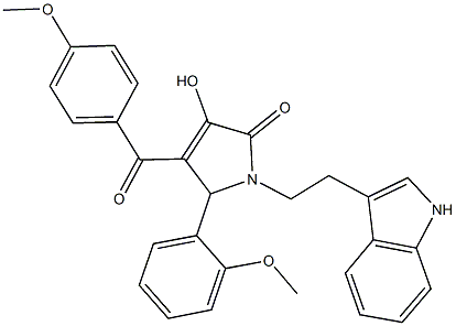 3-hydroxy-1-[2-(1H-indol-3-yl)ethyl]-4-(4-methoxybenzoyl)-5-(2-methoxyphenyl)-1,5-dihydro-2H-pyrrol-2-one Struktur