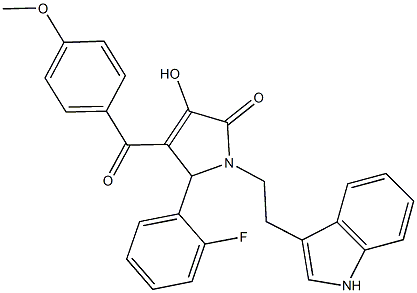 5-(2-fluorophenyl)-3-hydroxy-1-[2-(1H-indol-3-yl)ethyl]-4-(4-methoxybenzoyl)-1,5-dihydro-2H-pyrrol-2-one Struktur