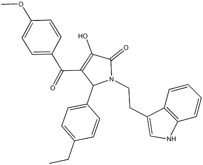 5-(4-ethylphenyl)-3-hydroxy-1-[2-(1H-indol-3-yl)ethyl]-4-(4-methoxybenzoyl)-1,5-dihydro-2H-pyrrol-2-one Struktur