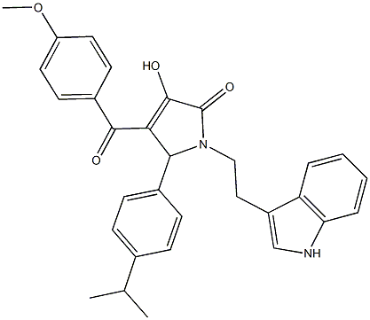 3-hydroxy-1-[2-(1H-indol-3-yl)ethyl]-5-(4-isopropylphenyl)-4-(4-methoxybenzoyl)-1,5-dihydro-2H-pyrrol-2-one Struktur