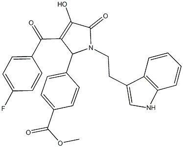 methyl 4-{3-(4-fluorobenzoyl)-4-hydroxy-1-[2-(1H-indol-3-yl)ethyl]-5-oxo-2,5-dihydro-1H-pyrrol-2-yl}benzoate Struktur