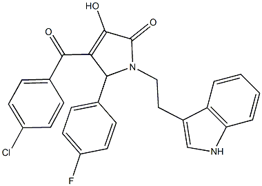 4-(4-chlorobenzoyl)-5-(4-fluorophenyl)-3-hydroxy-1-[2-(1H-indol-3-yl)ethyl]-1,5-dihydro-2H-pyrrol-2-one Struktur