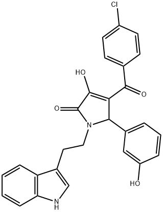 4-(4-chlorobenzoyl)-3-hydroxy-5-(3-hydroxyphenyl)-1-[2-(1H-indol-3-yl)ethyl]-1,5-dihydro-2H-pyrrol-2-one Struktur