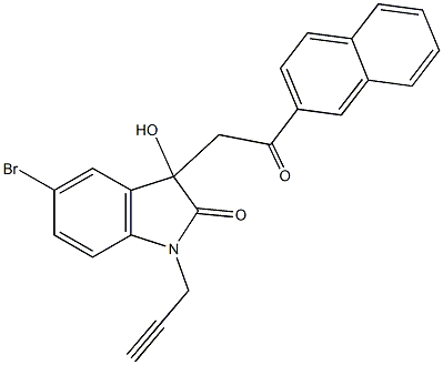 5-bromo-3-hydroxy-3-[2-(2-naphthyl)-2-oxoethyl]-1-(2-propynyl)-1,3-dihydro-2H-indol-2-one Struktur