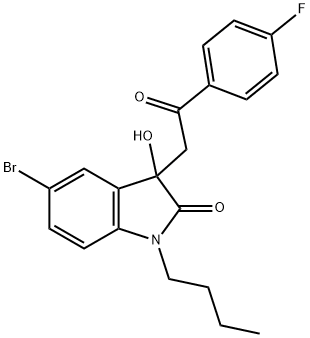 5-bromo-1-butyl-3-[2-(4-fluorophenyl)-2-oxoethyl]-3-hydroxy-1,3-dihydro-2H-indol-2-one Struktur