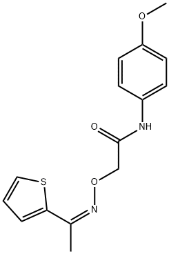 N-(4-methoxyphenyl)-2-({[1-(2-thienyl)ethylidene]amino}oxy)acetamide Struktur