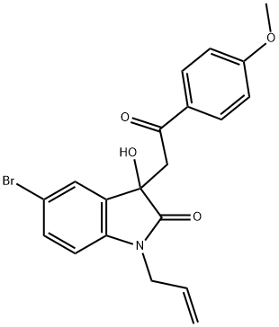 1-allyl-5-bromo-3-hydroxy-3-[2-(4-methoxyphenyl)-2-oxoethyl]-1,3-dihydro-2H-indol-2-one Struktur