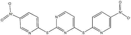 2,4-bis({5-nitro-2-pyridinyl}sulfanyl)pyrimidine Struktur