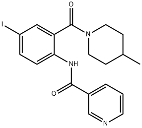 N-{4-iodo-2-[(4-methyl-1-piperidinyl)carbonyl]phenyl}nicotinamide Struktur