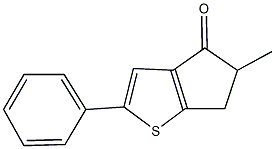 5-methyl-2-phenyl-5,6-dihydro-4H-cyclopenta[b]thiophen-4-one Struktur