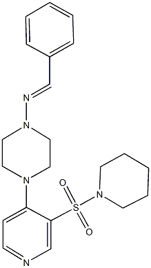 N-benzylidene-N-{4-[3-(1-piperidinylsulfonyl)-4-pyridinyl]-1-piperazinyl}amine Struktur