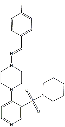 N-(4-methylbenzylidene)-N-{4-[3-(1-piperidinylsulfonyl)-4-pyridinyl]-1-piperazinyl}amine Struktur