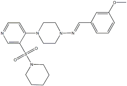 N-(3-methoxybenzylidene)-N-{4-[3-(1-piperidinylsulfonyl)-4-pyridinyl]-1-piperazinyl}amine Struktur