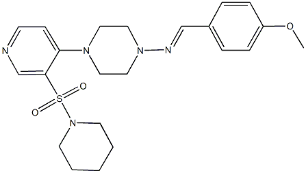 N-(4-methoxybenzylidene)-N-{4-[3-(1-piperidinylsulfonyl)-4-pyridinyl]-1-piperazinyl}amine Struktur