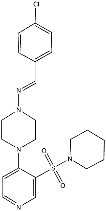 N-(4-chlorobenzylidene)-N-{4-[3-(1-piperidinylsulfonyl)-4-pyridinyl]-1-piperazinyl}amine Struktur