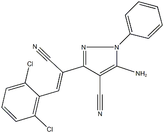 5-amino-3-[1-cyano-2-(2,6-dichlorophenyl)vinyl]-1-phenyl-1H-pyrazole-4-carbonitrile Struktur