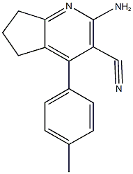 2-amino-4-(4-methylphenyl)-6,7-dihydro-5H-cyclopenta[b]pyridine-3-carbonitrile Struktur