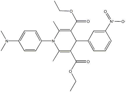 diethyl 1-[4-(dimethylamino)phenyl]-4-{3-nitrophenyl}-2,6-dimethyl-1,4-dihydro-3,5-pyridinedicarboxylate Struktur